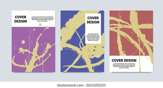 Abstract Cover Design Collection with Brushstrokes