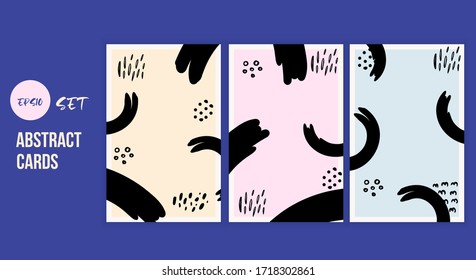 Abstract cover design creator. Poster illustration with patterns and brushes, trendy suprematism card composition