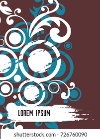 Abstract cover design with floral pattern. Title page template for notebook, copybook, sketchbook or diary.