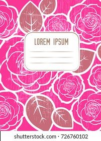 Abstract cover design with floral pattern. Title page template for notebook, copybook, sketchbook or diary.