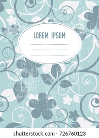 Abstract cover design with floral pattern. Title page template for notebook, copybook, sketchbook or diary.