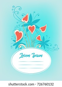 Abstract cover design with floral pattern. Title page template for notebook, copybook, sketchbook or diary.