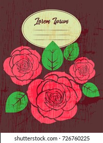 Abstract cover design with floral pattern. Title page template for notebook, copybook, sketchbook or diary.