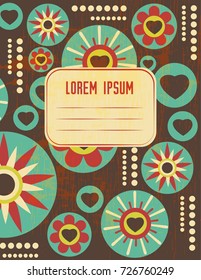 Abstract cover design with floral pattern. Title page template for notebook, copybook, sketchbook or diary.