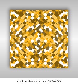 Abstract cover design with gold, yellow, brown and white dynamic geometric shapes circles. Vector illustration.