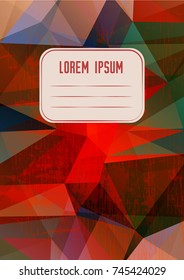 Abstract cover design on abstract polygonal background. Title page template for notebook, copybook, sketchbook or diary.