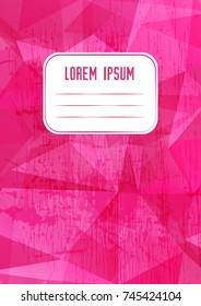 Abstract cover design on abstract polygonal background. Title page template for notebook, copybook, sketchbook or diary.