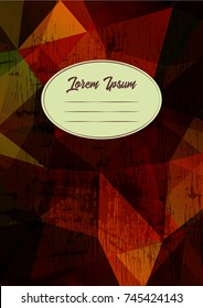 Abstract cover design on abstract polygonal background. Title page template for notebook, copybook, sketchbook or diary.