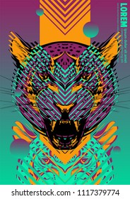Abstract cover design poster with leopard