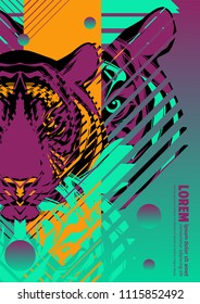 Abstract cover design poster with tiger