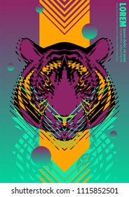 Abstract cover design poster with tiger