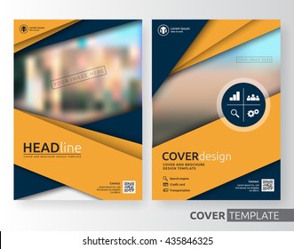 Abstract Cover Design Suitable For Flyer, Brochure ,leaflet, Book Cover And Annual Report. Yellow And Navy Blue Color A4 Size Template Background With Bleed. Vector Illustration