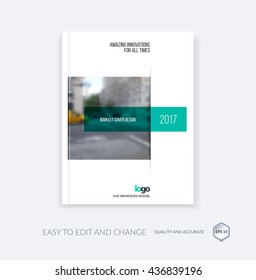 Abstract cover design template for annual report. Creative brochure or leaflet in A4 with green rectangles shapes and square for business in material design style with overlay effect. Modern vector.