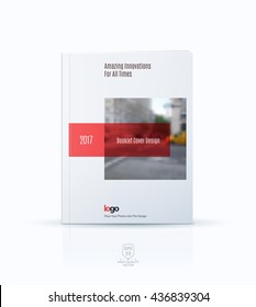 Abstract cover design template for annual report. Creative brochure or leaflet in A4 with red rectangles shapes and square for business in material design style with overlay effect. Modern vector.