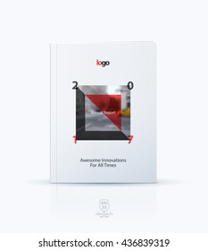 Abstract cover design template for annual report. Creative brochure or leaflet in A4 with rectangles shapes and square for business in material design style with overlay effect. Modern vector.
