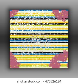 Abstract cover design, wedding invitation, report, magazine or booklet with yellow, blue, red, green and black dynamic geometric shapes lines. Vector illustration.