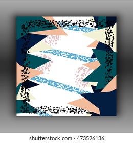 Abstract cover design, wedding invitation, report, magazine or booklet with yellow, blue, green and white dynamic geometric shapes lines. Vector illustration.