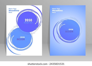 Abstract cover design in white and blue circles. Annual reports, pamphlets, presentations, brochures. Front page, book cover layout design. Cover design template.