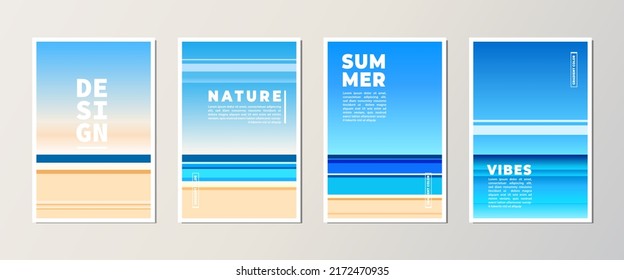 abstract cover with gradient color beach illustration
