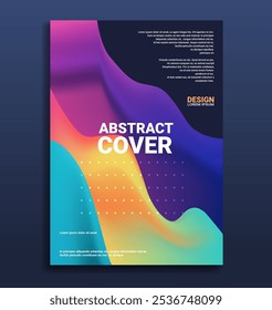 Abstract Cover with Gradient Design for brochure and magazine templates. Bold colors with fluid shapes and dotted accents. A4 format for advertising and corporate branding