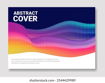 Abstract Cover with Gradient Waves for advertising and brand promotion. Bold colors with layered wave patterns and dotted accents. A4 layout for posters and flyers