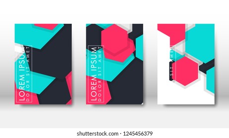 Abstract cover with hexagon elements. book design concept. Futuristic business layout. Digital poster template. Design Vector - eps10