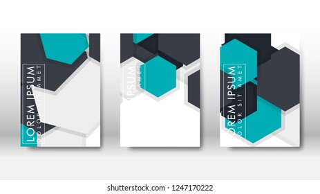 Abstract cover with hexagon elements. book design concept. Futuristic business layout. Digital poster template. Design Vector - eps10