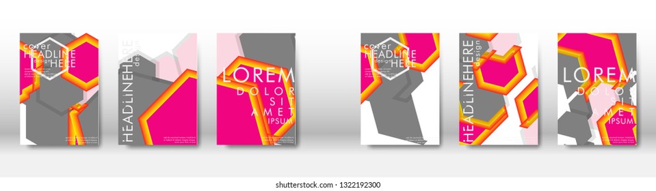 Abstract cover with hexagon elements. book design concept. Futuristic business layout. Digital poster template. Design Vector