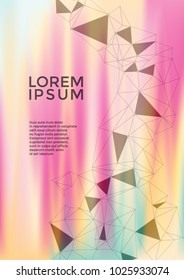 Abstract cover layout design. Global network connection triangles grid. Interlinked nodes, atom, web or big data cloud structure concept. Information technology concept cover.