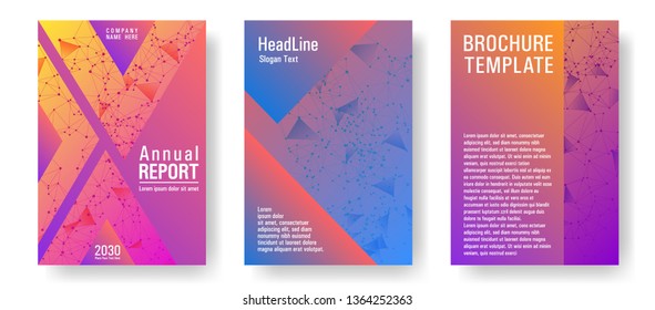 Abstract cover layout design. Global network connection geometric grid. Interlinked nodes, atom, web or big data cloud structure concept. Information technology concept cover.