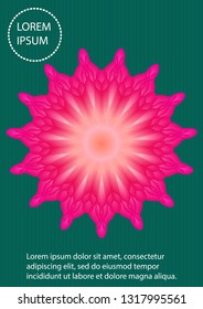 Abstract cover with mesh mandala. Volume mesh flower illustration, cool gradient colors. For design covers, presentation, invitation, flyers, annual reports, posters and business cards