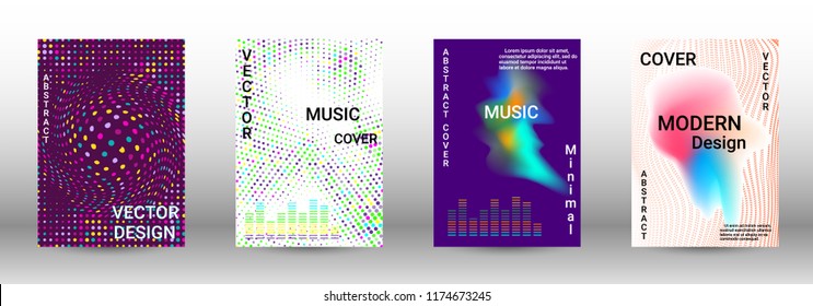 Abstract cover. Modern design template. Creative sound backgrounds from abstract lines, gradient wave, halftone to create a fashionable cover, banner, poster, booklet.