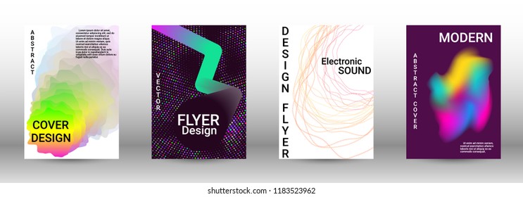 Abstract cover. Modern design template. Creative sound backgrounds from abstract lines, gradient wave, halftone to create a fashionable cover, banner, poster, booklet.