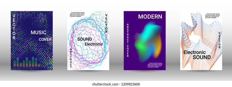 Abstract cover. Modern design template. Creative sound backgrounds from abstract lines, gradient wave, halftone to create a fashionable cover, banner, poster, booklet.