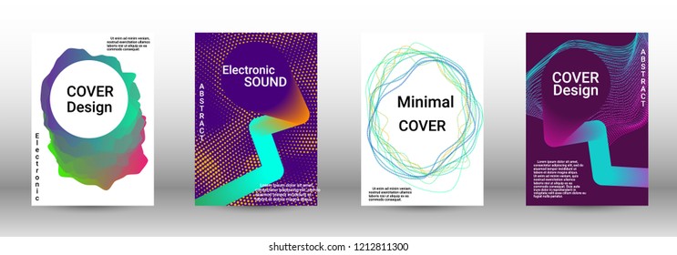 Abstract cover. Modern design template. Creative sound backgrounds from abstract lines, gradient wave, halftone to create a fashionable cover, banner, poster, booklet.