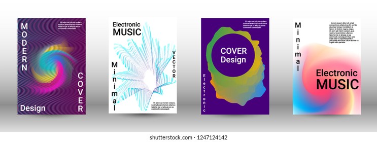Abstract cover. Modern design template. Creative sound backgrounds from abstract lines, gradient wave, halftone to create a fashionable cover, banner, poster, booklet.