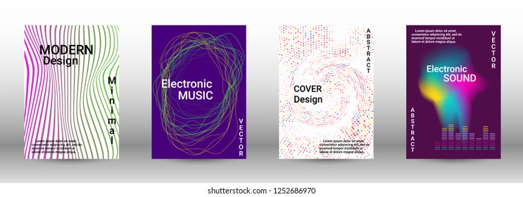 Abstract cover. Modern design template. Creative sound backgrounds from abstract lines, gradient wave, halftone to create a fashionable cover, banner, poster, booklet.