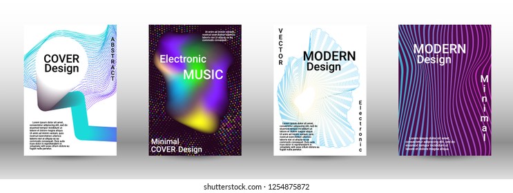 Abstract cover. Modern design template. Creative sound backgrounds from abstract lines, gradient wave, halftone to create a fashionable cover, banner, poster, booklet.