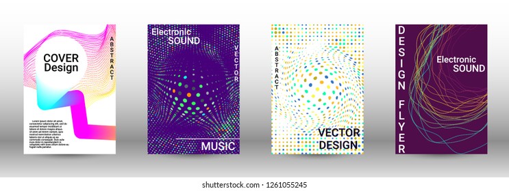 Abstract cover. Modern design template. Creative sound backgrounds from abstract lines, gradient wave, halftone to create a fashionable cover, banner, poster, booklet.