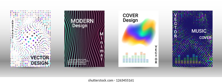 Abstract cover. Modern design template. Creative sound backgrounds from abstract lines, gradient wave, halftone to create a fashionable cover, banner, poster, booklet.