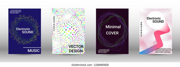 Abstract cover. Modern design template. Creative sound backgrounds from abstract lines, gradient wave, halftone to create a fashionable cover, banner, poster, booklet.