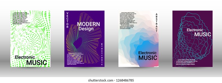 Abstract cover. Modern design template. Creative sound backgrounds from abstract lines, gradient wave, halftone to create a fashionable cover, banner, poster, booklet.