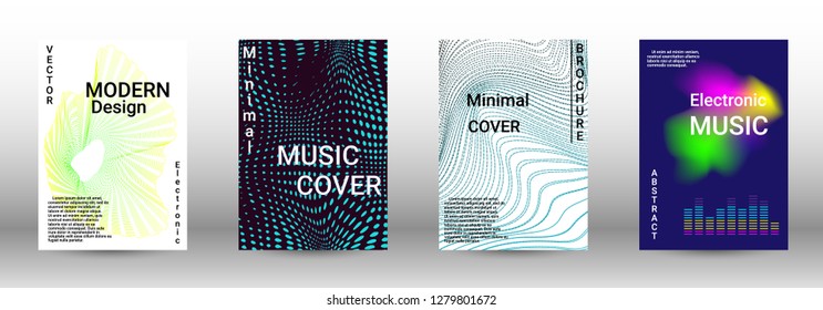 Abstract cover. Modern design template. Creative sound backgrounds from abstract lines, gradient wave, halftone to create a fashionable cover, banner, poster, booklet.