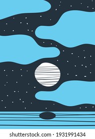 abstract cover moon night reflection
