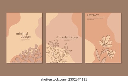 Abstract Cover Page Template. Modern cover page set background. Universal cute floral design in pastel colors applicable for notebook, planner, brochure, book, catalog.