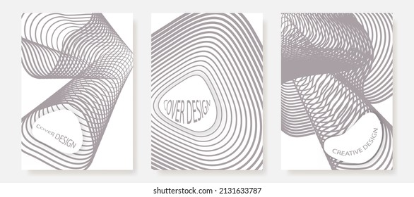 Abstract Cover page Templates Background optical illusion futuristic graphic cover page set Universal abstract design in monochrome colors applicable for notebooks, planners, brochures, book