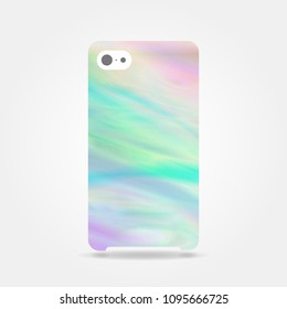 Abstract cover phone case design with wonderful holographic iridescent effect of foil vector background