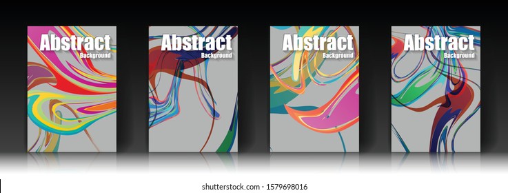 Abstract cover pictures, colorful, flashy, watercolor patterns, placement,the amount of four covers