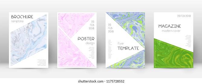 Abstract cover. Posh design template. Suminagashi marble triangle poster. Posh trendy abstract cover. Business vector illustration.