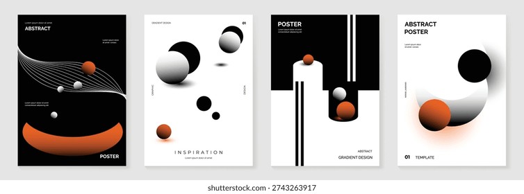 abstract cover poster background vector background with black white orange colors. Modern design for poster, cover, and branding.
